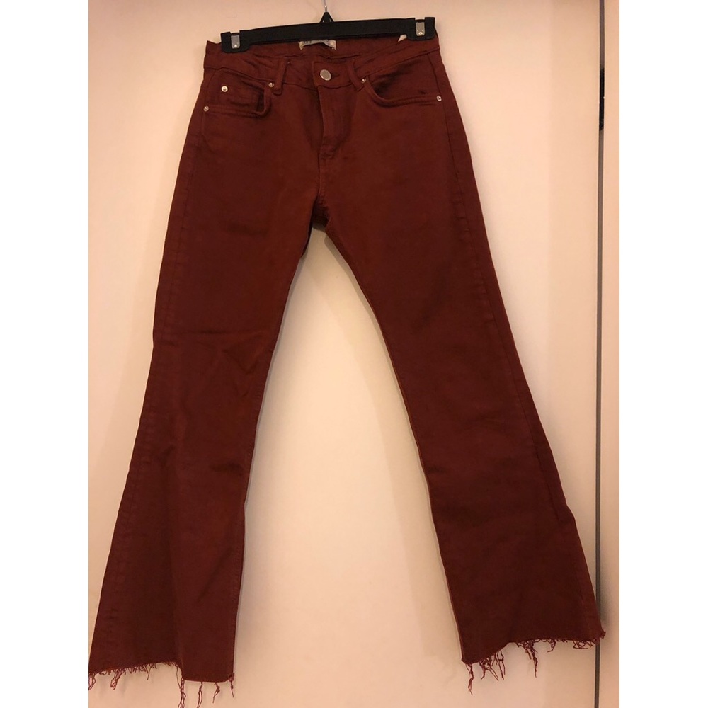 Zara marron cropped bootcut jeans